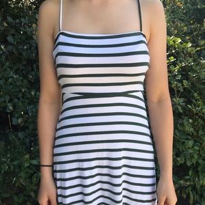 green and white striped dress
